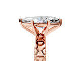 Rose gold Marquise Solitaire Diamond Engagement Ring with XO Engraved Band and Four-Prong Setting 5