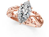 Rose gold Marquise Solitaire Diamond Leaf Vine Band with Prong Setting_56
