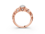 Rose gold Marquise Solitaire Diamond Leaf Vine Band with Prong Setting_58