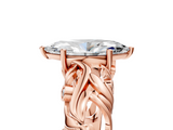 Rose gold Marquise Solitaire Diamond Leaf Vine Band with Prong Setting_60