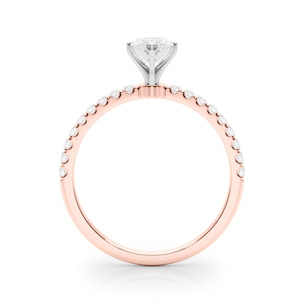 Rose gold Marquise Solitaire Diamond Pavé Band with Six-Prong Setting 2