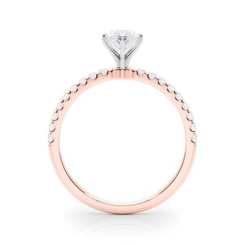 Rose gold Marquise Solitaire Diamond Pavé Band with Six-Prong Setting 2