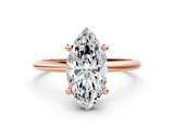 Rose gold Marquise Solitaire Diamond Ring with 4-Prong Setting on a Classic Band_3