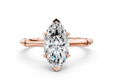 Rose gold Marquise Solitaire Diamond Ring with Bamboo Band and Four-Prong Setting_40