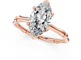 Rose gold Marquise Solitaire Diamond Ring with Bamboo Band and Four-Prong Setting_41