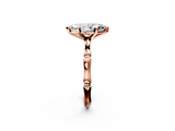Rose gold Marquise Solitaire Diamond Ring with Bamboo Band and Four-Prong Setting_42