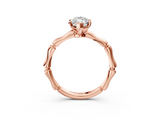 Rose gold Marquise Solitaire Diamond Ring with Bamboo Band and Four-Prong Setting_43
