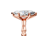 Rose gold Marquise Solitaire Diamond Ring with Bamboo Band and Four-Prong Setting_45