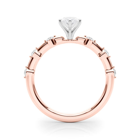 Rose gold Marquise Solitaire Diamond Ring with Bezel Set Side Stones and Prong Setting 2