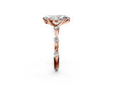 Rose gold Marquise Solitaire Diamond Ring with Bezel Set Side Stones and Prong Setting_28