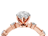 Rose gold Marquise Solitaire Diamond Ring with Bezel Set Side Stones and Prong Setting_30