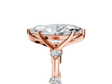 Rose gold Marquise Solitaire Diamond Ring with Bezel Set Side Stones and Prong Setting_31