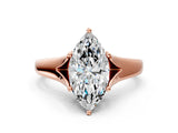 Rose gold Marquise Solitaire Diamond Ring with Cathedral Band and Four-Prong Setting_65