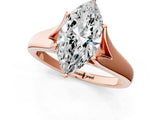 Rose gold Marquise Solitaire Diamond Ring with Cathedral Band and Four-Prong Setting_66