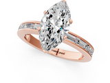 Rose gold Marquise Solitaire Diamond Ring with Channel-Set Baguette Band and Four-Prong Setting_115