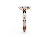 Rose gold Marquise Solitaire Diamond Ring with Channel-Set Baguette Band and Four-Prong Setting_116