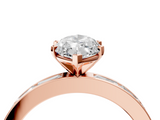 Rose gold Marquise Solitaire Diamond Ring with Channel-Set Baguette Band and Four-Prong Setting_118