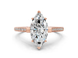 Rose gold Marquise Solitaire Diamond Ring with Channel Set Band and Bezel Prong Setting_56