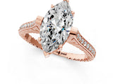 Rose gold Marquise Solitaire Diamond Ring with Channel Set Band and Bezel Prong Setting_57