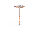 Rose gold Marquise Solitaire Diamond Ring with Channel Set Band and Bezel Prong Setting_58