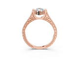 Rose gold Marquise Solitaire Diamond Ring with Channel Set Band and Bezel Prong Setting_59