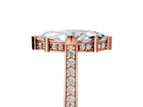 Rose gold Marquise Solitaire Diamond Ring with Channel Set Band and Bezel Prong Setting_61