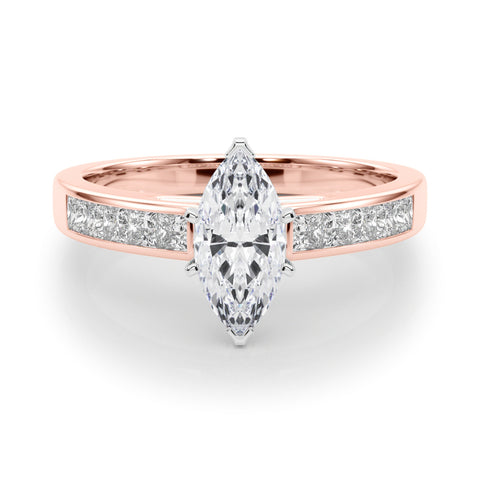 Rose gold Marquise Solitaire Diamond Ring with Channel-Set Band and Four-Prong Setting 1