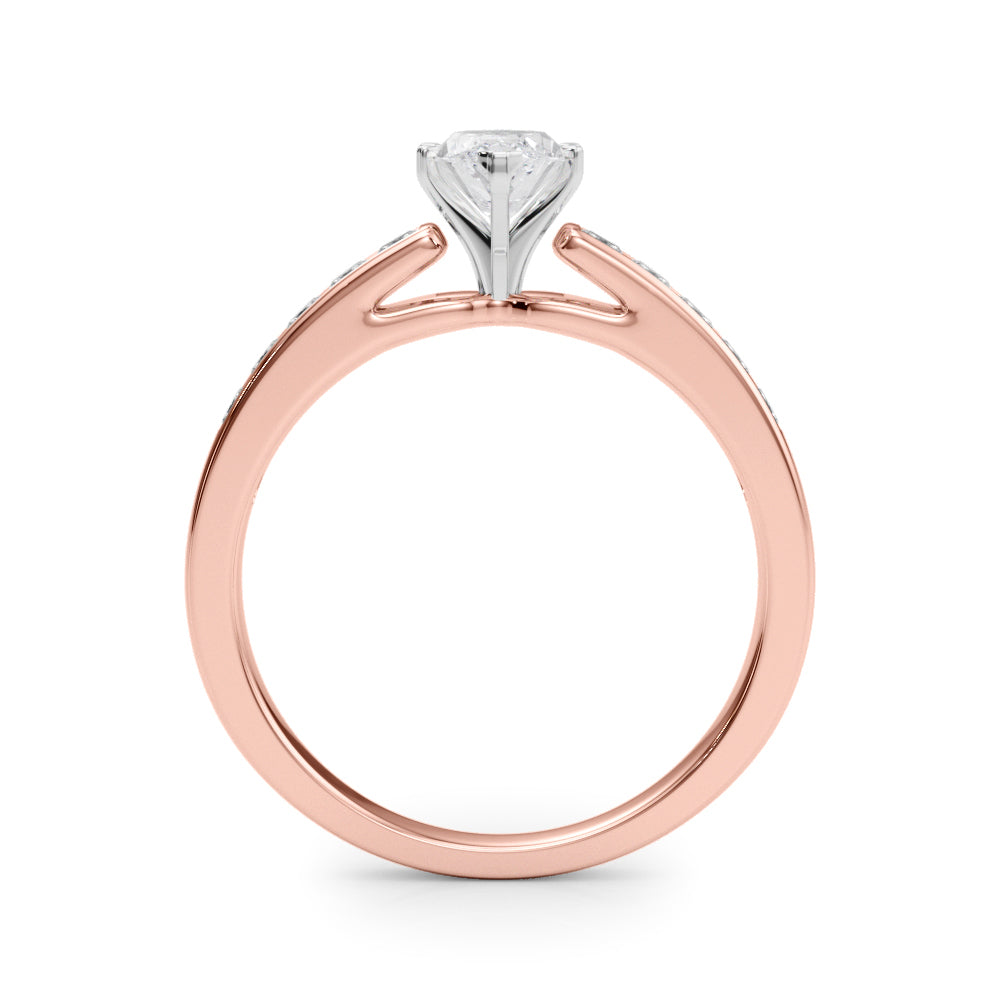 Rose gold Marquise Solitaire Diamond Ring with Channel-Set Band and Four-Prong Setting 2