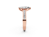 Rose gold Marquise Solitaire Diamond Ring with Channel-Set Band and Four-Prong Setting_10