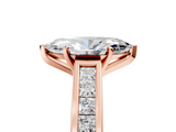 Rose gold Marquise Solitaire Diamond Ring with Channel-Set Band and Four-Prong Setting_13