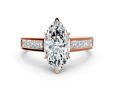 Rose gold Marquise Solitaire Diamond Ring with Channel-Set Band and Four-Prong Setting_8
