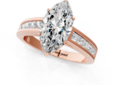 Rose gold Marquise Solitaire Diamond Ring with Channel-Set Band and Four-Prong Setting_9