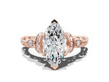 Rose gold Marquise Solitaire Diamond Ring with Filigree Band and Four-Prong Setting_79