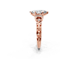 Rose gold Marquise Solitaire Diamond Ring with Filigree Band and Four-Prong Setting_80