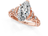 Rose gold Marquise Solitaire Diamond Ring with Filigree Band and Four-Prong Setting_82