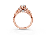 Rose gold Marquise Solitaire Diamond Ring with Filigree Band and Four-Prong Setting_83