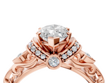 Rose gold Marquise Solitaire Diamond Ring with Filigree Band and Four-Prong Setting_84