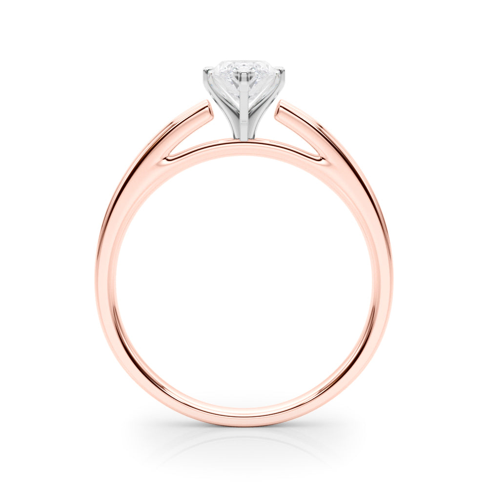 Rose gold Marquise Solitaire Diamond Ring with Four-Prong Setting and Classic Band 2