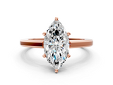 Rose gold Marquise Solitaire Diamond Ring with Four-Prong Setting and Classic Band_8