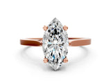 Rose gold Marquise Solitaire Diamond Ring with Four-Prong Setting and Tapered Band 1