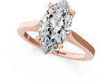 Rose gold Marquise Solitaire Diamond Ring with Four-Prong Setting and Tapered Band 2