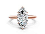 Rose gold Marquise Solitaire Diamond Ring with Four-Prong Setting on a Plain Band_20