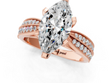 Rose gold Marquise Solitaire Diamond Ring with Milgrain Pavé Band and Four-Prong Setting_139