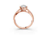 Rose gold Marquise Solitaire Diamond Ring with Milgrain Pavé Band and Four-Prong Setting_141