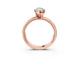 Rose gold Marquise Solitaire Diamond Ring with Milgrain and Black Enamel X Pattern Band_90