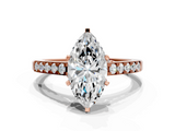 Rose gold Marquise Solitaire Diamond Ring with Pavé Band and Four-Prong Setting_102