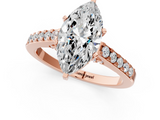 Rose gold Marquise Solitaire Diamond Ring with Pavé Band and Four-Prong Setting_103