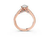 Rose gold Marquise Solitaire Diamond Ring with Pavé Band and Four-Prong Setting_105