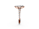 Rose gold Marquise Solitaire Diamond Ring with Pave Band and Four-Prong Setting_265