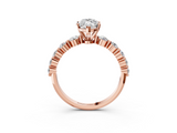 Rose gold Marquise Solitaire Diamond Ring with Pave Band and Four-Prong Setting_266